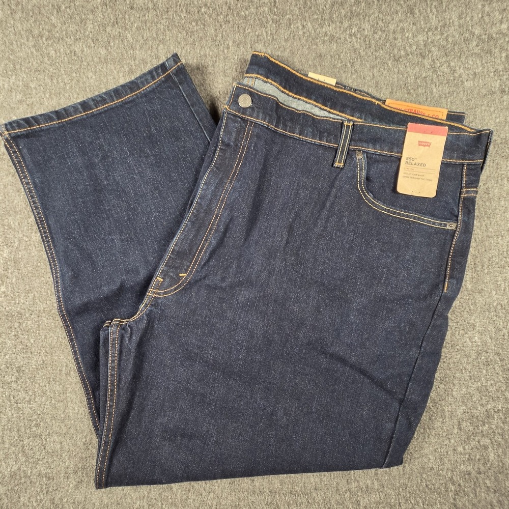 Levi's 550 Jeans Mens 52x29 Dark Wash Blue Relaxed Fit Stretch Big And Tall NWT